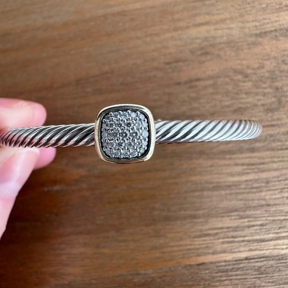 AUTHENTIC DAVID YURMAN Pavé Diamond Square Cable Cuff - Picture 4 of 16